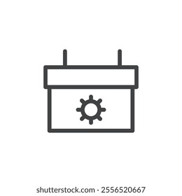 Calendar with sun icon Vector logo outline