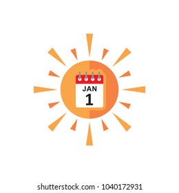 Calendar Sun Logo Icon Design