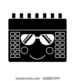 calendar with sunglasses kawaii icon image 
