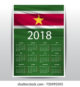 Calendar of SURINAME flag