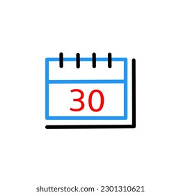 calendar symbol icon with red date