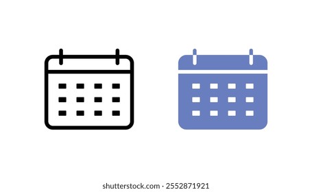 Calendar Symbol Icon Vector, Scheduling, Time Management, and Event Planning Applications.