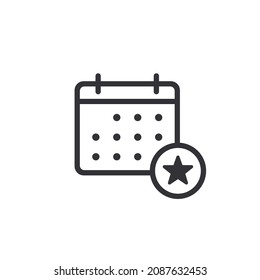 Calendar symbol. Calendar vector icon. Tear-off calendar. Time management. Holidays icon. Deadline icon. Tear-off calendar. Schedule. Vacation sign. Solemn date. Ui elements. Planning. Main event.