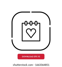 Calendar symbol, wedding agency outline vector icon. Modern, simple flat vector illustration for web site or mobile app