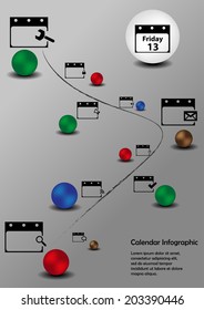 Calendar symbols near the curve with basic signs