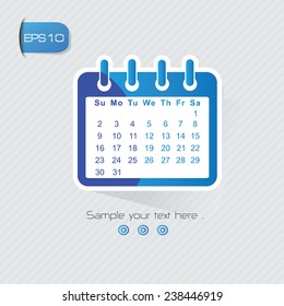 Calendar symbol,sticker design,blue version,clean vector