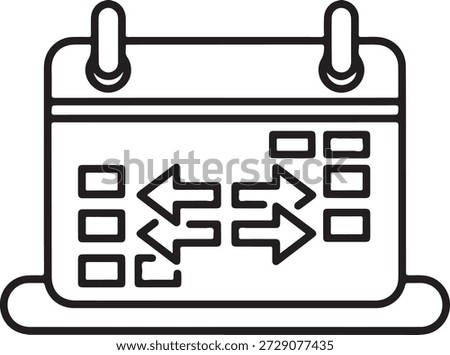 Calendar Sync Calendar with arrows isolated on white background, Vector, illustration