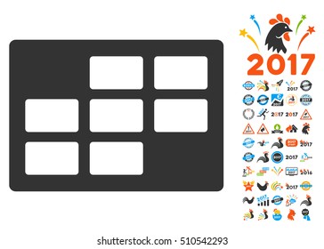 Calendar Table pictograph with bonus 2017 new year images. Vector illustration style is flat iconic symbols,modern colors.