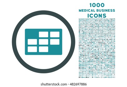 Calendar Table rounded vector bicolor icon with 1000 medical business icons. Set style is flat pictograms, soft blue colors, white background.