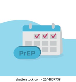 Calendar of taking PrEP oills to prevent HIV. Awareness campaign. Vector illustration in flat style.