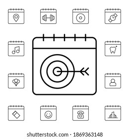 Calendar, target flat vector icon in calendar pack
