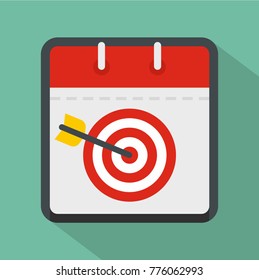 Calendar target icon. Flat illustration of calendar target vector icon for web