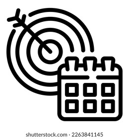 Calendar target icon outline vector. Business point. Word key