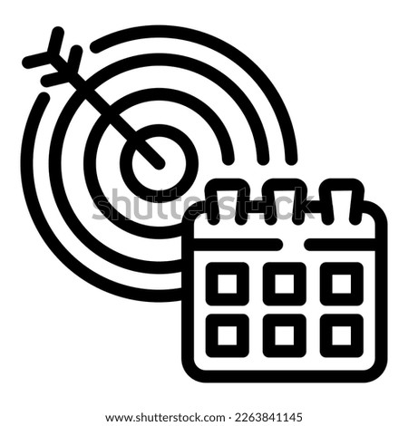 Calendar target icon outline vector. Business point. Word key