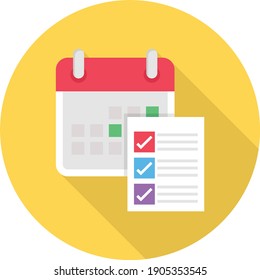 calendar task list vector flat colour icon