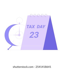 Calendar With Tax Day Reminder And Clock In Flat Vector Illustration Symbolizing Financial Deadlines And Tax Obligations, Isolated On White Background