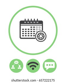 Calendar, teamwork, wireless and speech bubble vector icon.