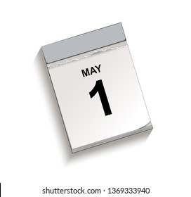 Calendario, calendario de retirada con fecha 1 de mayo,
Calendario desgarrador, ilustración vectorial aislada en fondo blanco