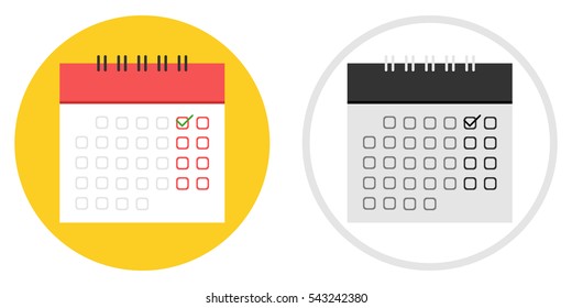 Calendar, tear-off calendar, date, year, month, paper. Flat design, vector.