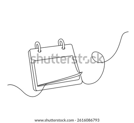 Calendar with tear-off sheets in one continuous endless line drawing. Vector illustration isolated on white background. Doodle style