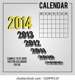 Calendar Template 2014. High quality vector illustration. Eps10.