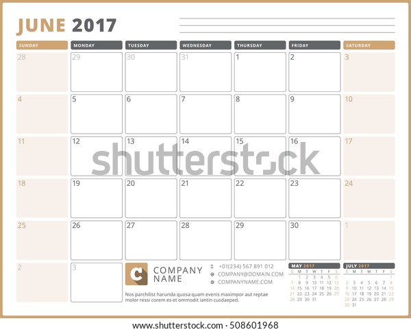 June Calendar 2017 Template