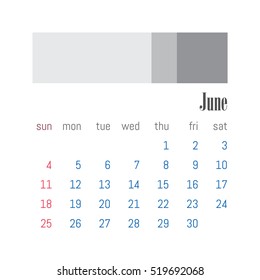 Calendar Template for 2017 Year. Vector Design Illustration