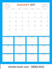 yearly wall calendar planner template 2019 stock vector royalty yearly timetable template