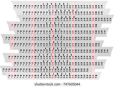 The calendar template for 2018 months in a line, an image on a white background can be used with any template.