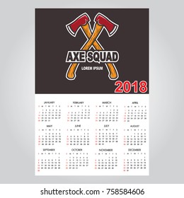 Calendar Template for 2018 Year