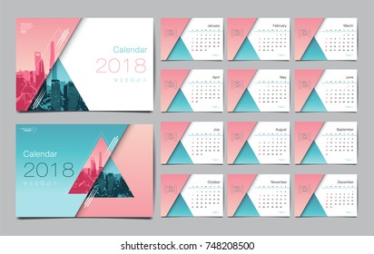 Calendar Template for 2018 Year. Vector Design Layout , Business Company.