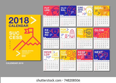 Plantilla de calendario para el año 2018. Diseño de vectores , Empresa de negocios, Futuro.