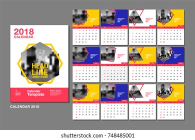 Calendar Template for 2018 Year. Vector Design Layout , Business Company.