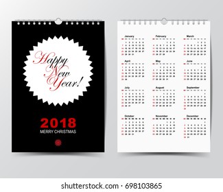 Calendar Template for 2018 year. 
Week starts from Sunday.
Modern Flat Design Concept.
Vector illustration