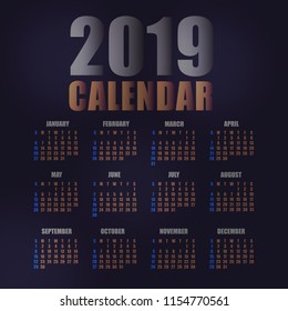 calendar template 2019