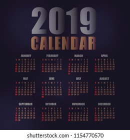 calendar template 2019