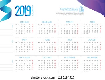 Calendar Template 2019