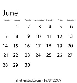 Calendar Template 2020 on Dark Background