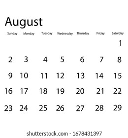 Calendar Template 2020 on Dark Background
