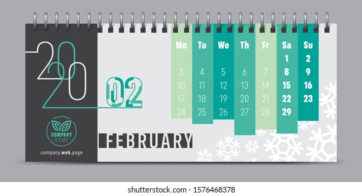 Calendar template for 2020 year. Vector and typographic planner diary in minimalist style.