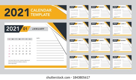 CALENDAR TEMPLATE 2021, DESIGN READY TO PRINT