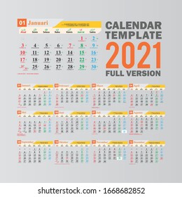 Calendar Template 2021 Masehi, Java & Hijriyah