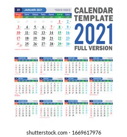 Calendar Template 2021 Masehi, Java & Hijriyah Model 6