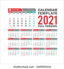 Calendar Template 2021 Masehi, Java & Hijriyah - Model 02