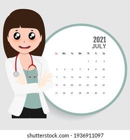 Calendar template for 2021 year. July. Week Starts Sunday.