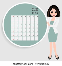 Calendar template for 2021 year. May. Week Starts Sunday