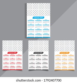 Calendar template for 2021 year. Planner diary in a minimalist style. Corporate and business calendar. 2021 calendar in 1 page, Week Starts Sunday