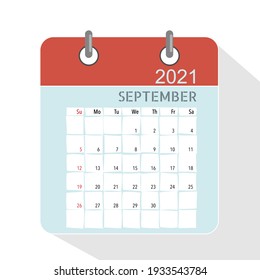 Calendar template for 2021 year. September. Week Starts Sunday.