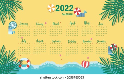 1,666 Calendar Template Beach Images, Stock Photos & Vectors | Shutterstock