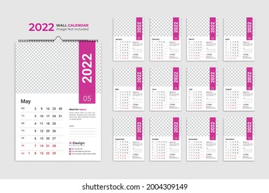 Calendar template for 2022 year, corporate and business date planner calendar